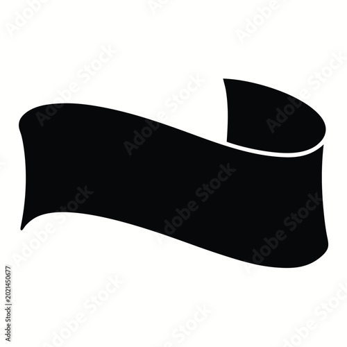 Abstract wave banner silhouette black ribbon vector element for layout design and headers.