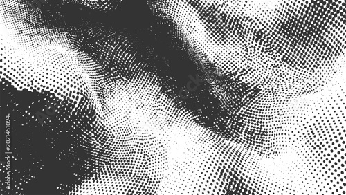 Bild auf Leinwand Halftone pattern with gradient effect in black and white tones abstract design