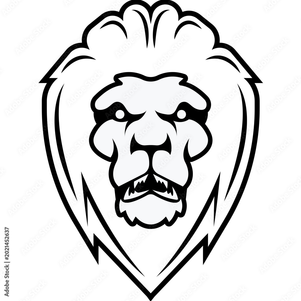 Fototapeta premium Stylized lion face emblem graphic design