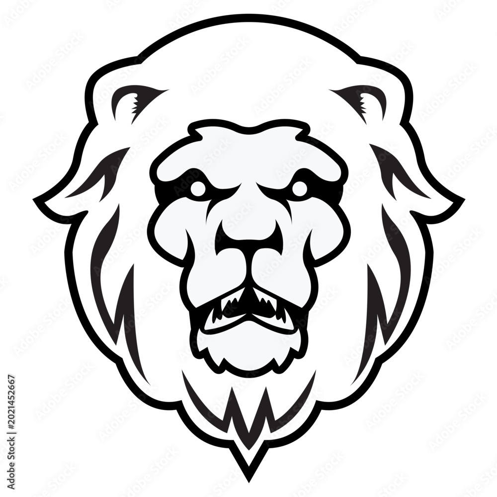 Fototapeta premium Bold monochrome lion face graphic design