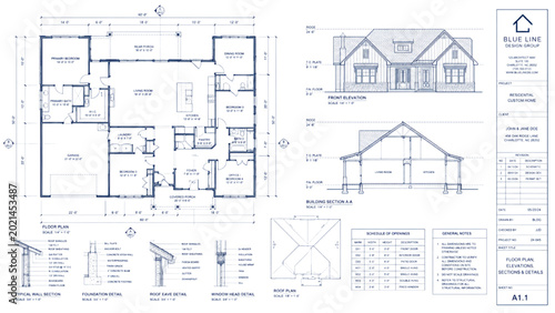Photos Comprehensive CAD blueprint detailing a modern residential house design, showcas