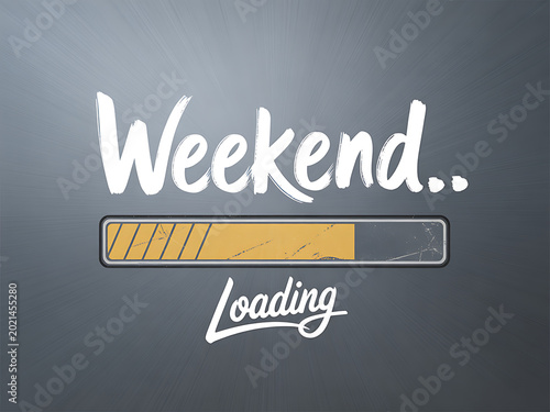 Weekend loading on a gray background with a progress bar