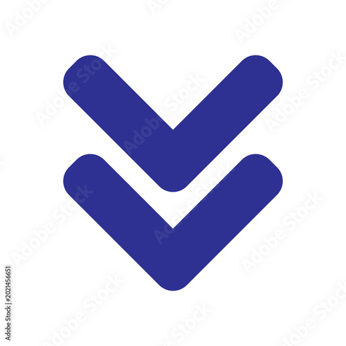 Foto Arrowhead emblem in deep blue provides a clear downward directional cue for digital page scrolling