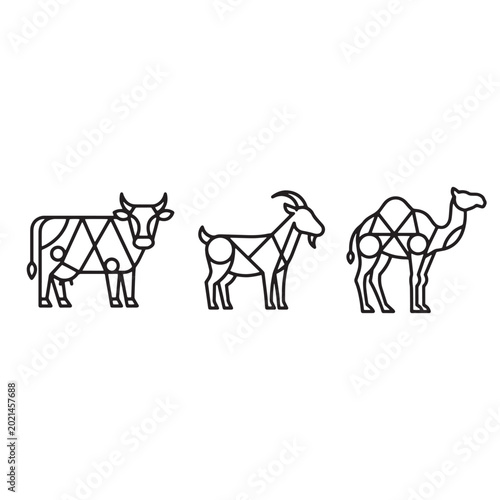 Simple geometric animals icon set Vector