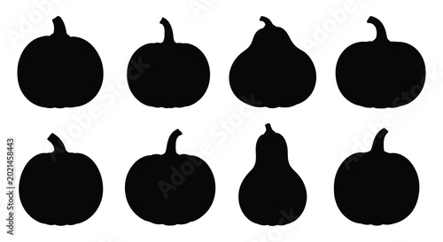 Canvastavla Pumpkin silhouettes on a white background