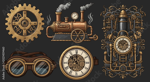 Steampunk clockwork gear mechanism details.
