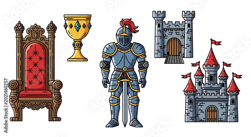 Canvas Print Medieval Knight in Armor Standing.