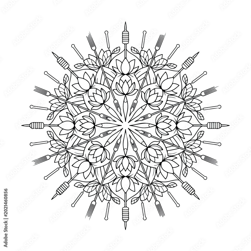 Obraz premium Intricate Mandala Tattoo Design A Vector Art of Skin Ink Artistry