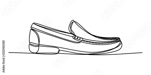 Tableau sur toile Minimalist continuous single line drawing of a classic mens loafer shoe fashion