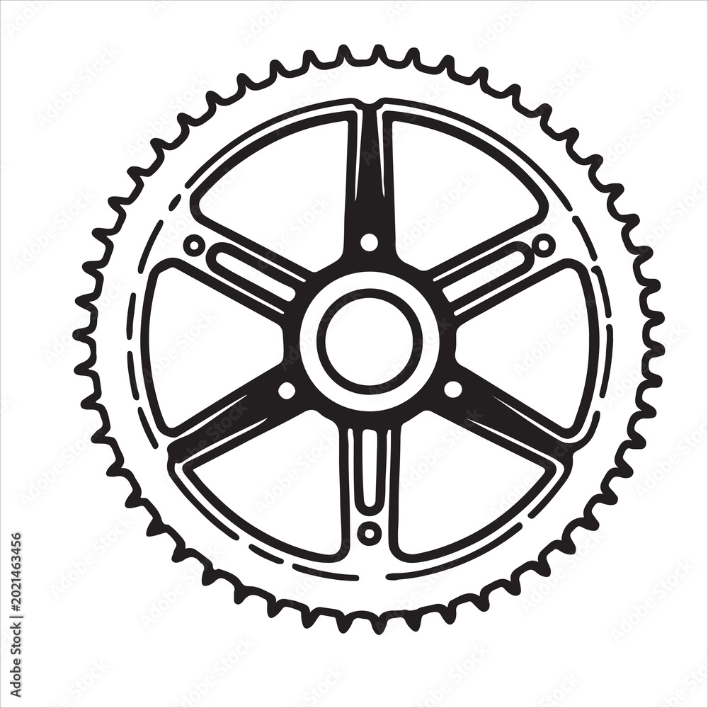 Obraz premium Motorcycle Chain Sprocket Vector Line Art Illustration