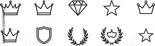 Obraz na płótnie premium luxury line icon set with royal crowns diamond gemstone award stars shie