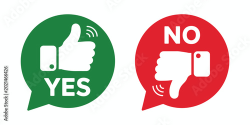 Fotografia Thumb Up and Thumb Down Vector Icons for Like and Dislike, Approve or Deny, Agre