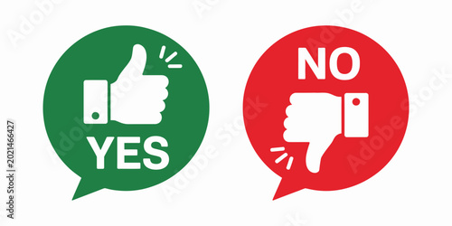 Quadro em tela Thumb Up and Thumb Down Vector Icons for Like and Dislike, Approve or Deny, Agre