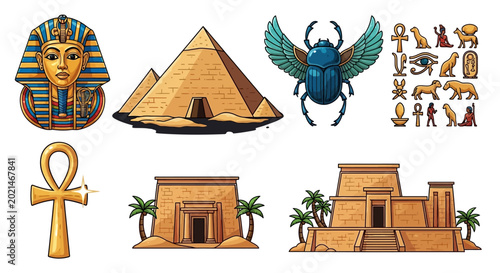 Canvastavla Egyptian ancient symbols and buildings.