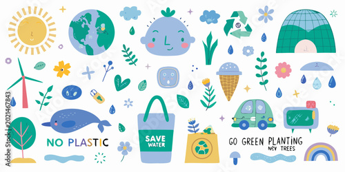colorful flat design vector icon set on white background