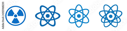 Blue icon nuclear png logo transparent for chemical presentation.