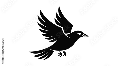 Canvastavla Black silhouette of a soaring eagle with spread wings and sharp talons bird