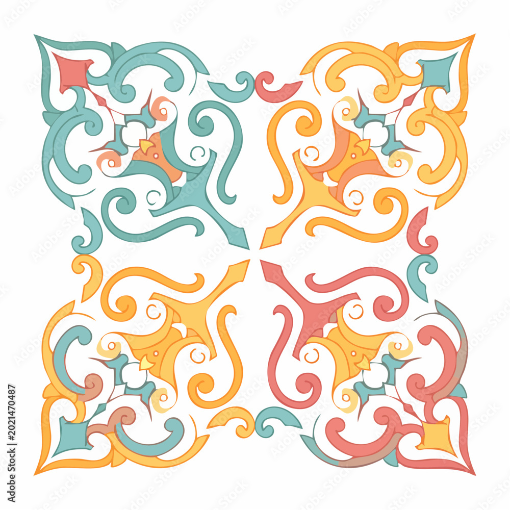 Fototapeta premium Colorful Abstract Swirls and Filigree Pattern