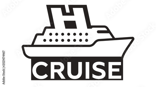 Cruise Ship Icon with Letter H and Word Cruise.