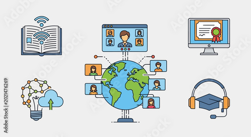 Online Learning Global Education Concept.