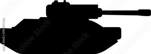 Konstfotografi Military armored vehicle tank silhouette in black flat style featuring combat tr