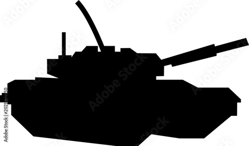 Obraz na płótnie Military armored vehicle tank silhouette in black flat style featuring combat tr