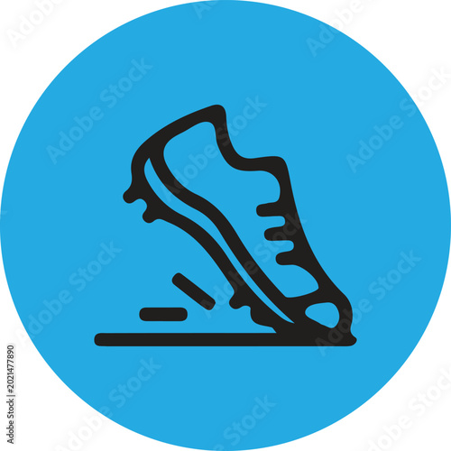 Running shoe icon on a blue circle