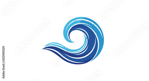 Bild auf Leinwand Wave Symbol: A captivating illustration of a stylized wave in shades of blue, the essence of the ocean's power and beauty is gracefully captured