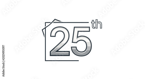 Schilderij op canvas 25th Anniversary: A polished logo announces a silver anniversary, representing a quarter-century of success, milestone, or celebration