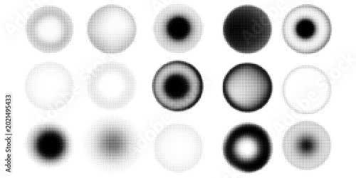 Bild auf Leinwand Halftone gradient circles collection