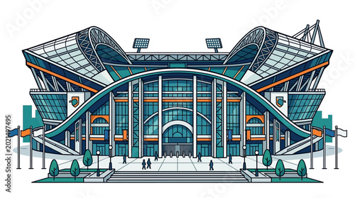 Modern Sports Stadium Exterior Architecture, Event Venue, Urban Landmark