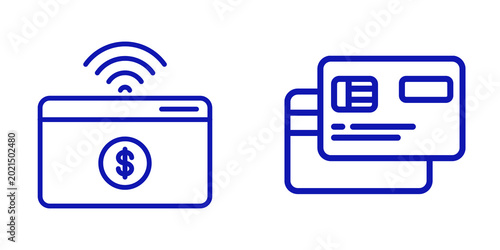 Tableau sur toile Contactless Payment and Credit Card Icons isolated on transparent background