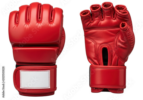 Red mma gloves isolated on transparent background