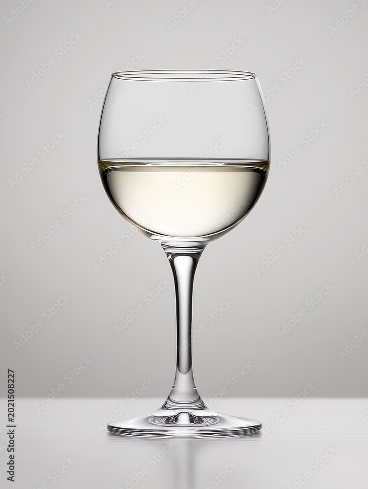 Fototapeta premium Tall White Wine Glass Template Classic Narrow Bowl