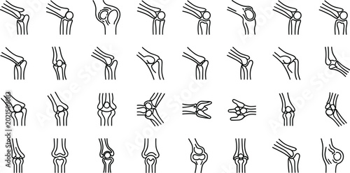 Bild auf Leinwand Minimal joint pain symptom outline icon vector collection with orthopedic health
