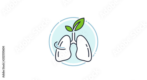 Quadro su tela Healthy Lungs with Green Leaves Icon