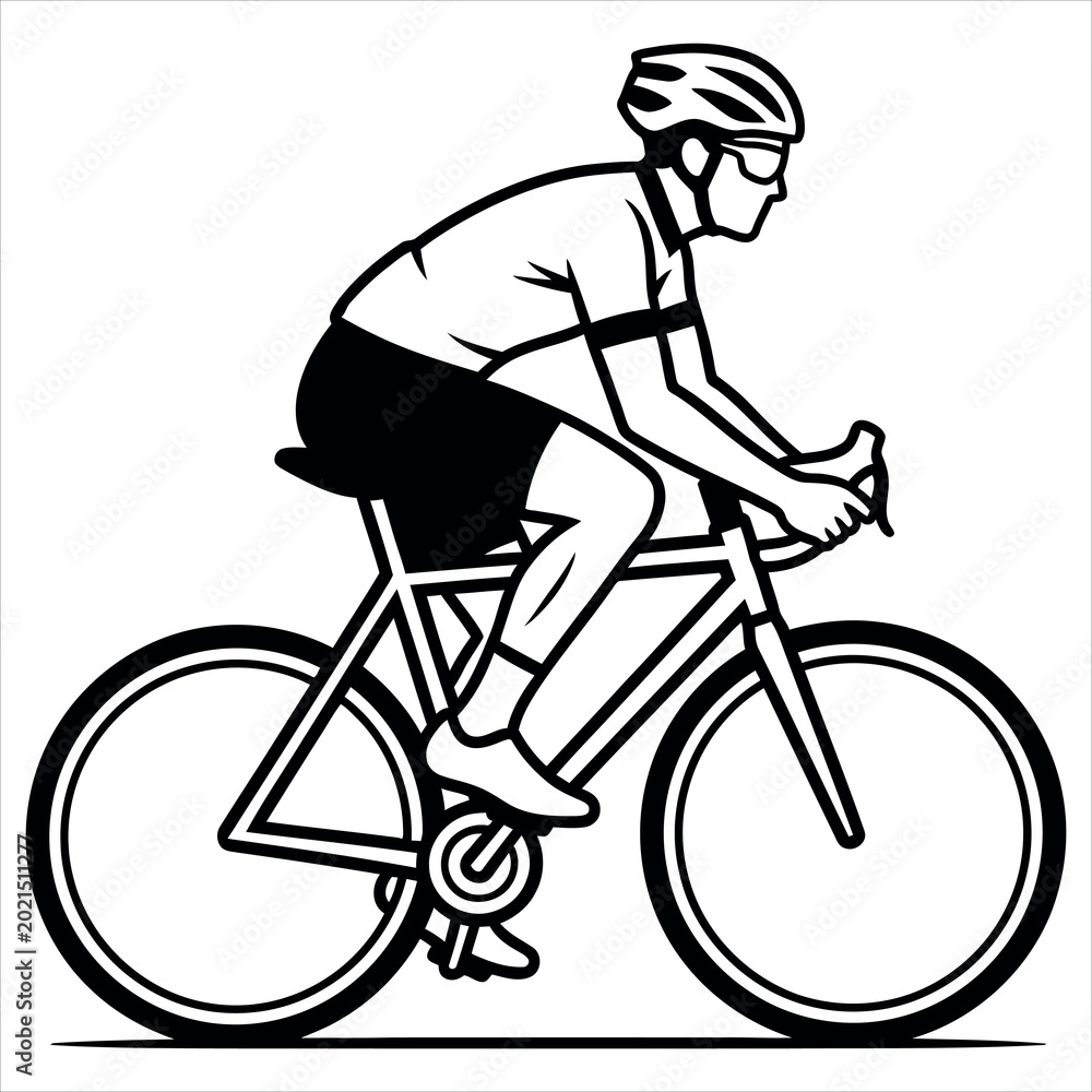 Naklejka premium Cyclist riding a road bike during a sunny day with copy space for sport promotion