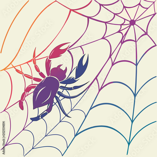 фотографія Colorful spider and web illustration