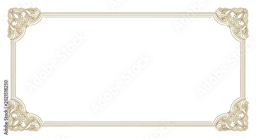 Obraz na plátně Elegant Golden Ornate Border Frame with Decorative Corners on White Background