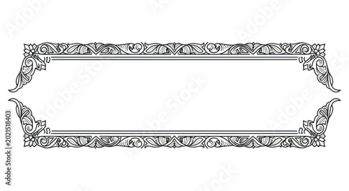 Schilderij op canvas Ornate Vintage Frame with Floral Swirls and Empty Space for Text