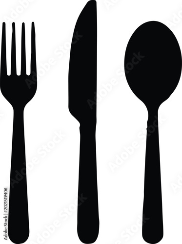 Εκτύπωση καμβά cutlery icon set fork knife spoon minimal flatware logo vector