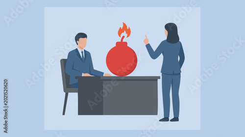Photos Business colleagues confronting a critical problem or risk in the office