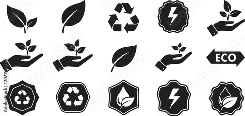 Foto Eco friendly icons set for nature and environment protection concepts