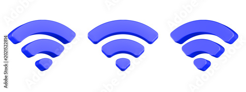 wifi icon 3d render blue color
