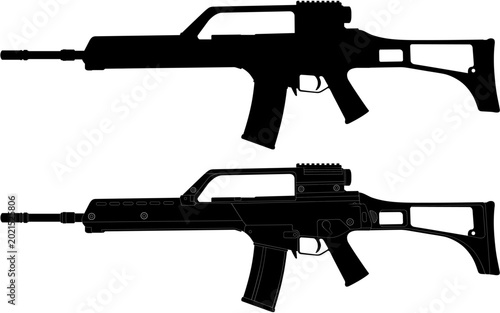 Foto G36 Assault Rifle Silhouette Vector Illustration