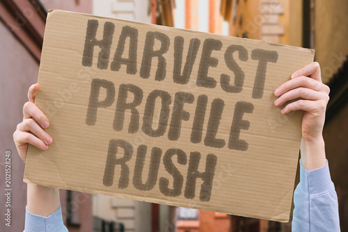 Bilde på lerret "Harvest Profile Rush" Harvests weaponized profiles that outlast lives and rushed childhoods mark our era