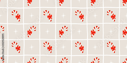 Cuadro en lienzo Seamless gingham design with candy and small lollipop motifs