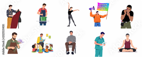 Quadro su tela Diversity and inclusion concept with men in various professional and lifestyle r
