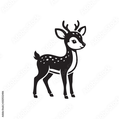 Cute Baby Deer Silhouette Vector Illustration Design