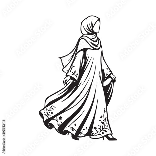 Muslim Woman in Hijab Dress Vector Illustration